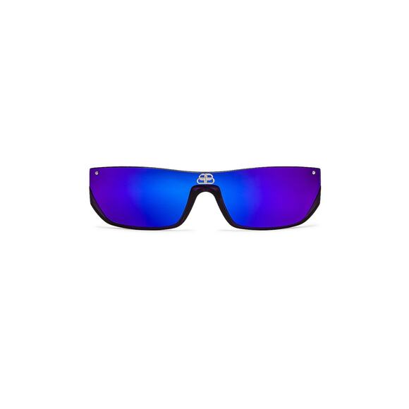 Balenciaga 'Shield' Purple Acetate Rectangular Sunglasses Size OS - Picture 1 of 5